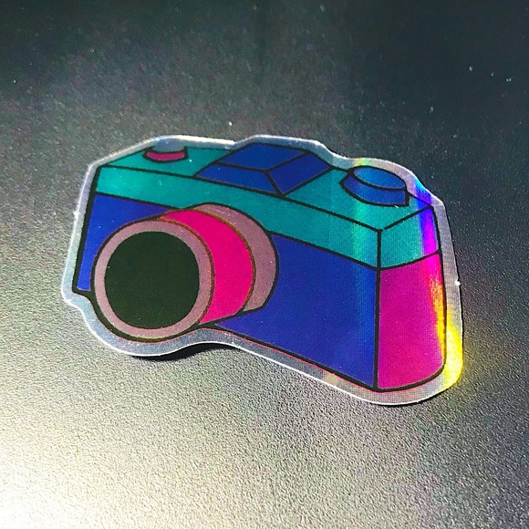 Camera Metallic Prismatic Reflective Single Decor Sticker - Picture 1 of 11